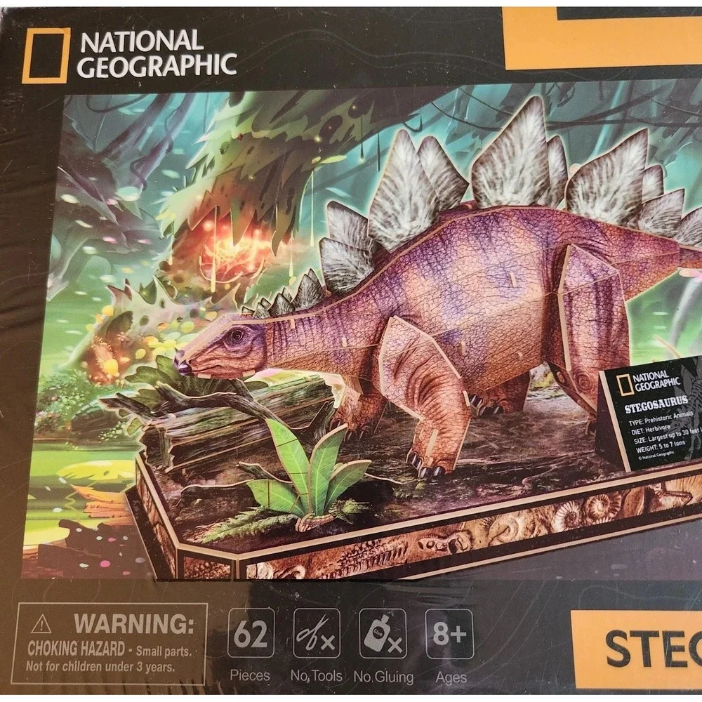 National Geographic Puzzle‎ 3D Stegosaurus DS1054 Cubic Fun NEW Sealed In Box